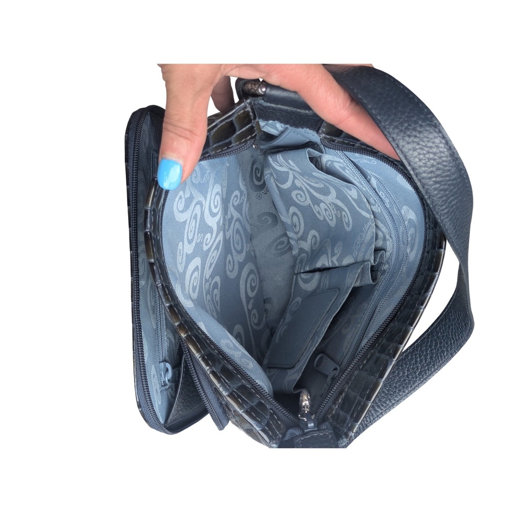 Brighton Navy Blue Croc Embossed Leather Crossbody Organizer Bag D888069 - Picture 9 of 9